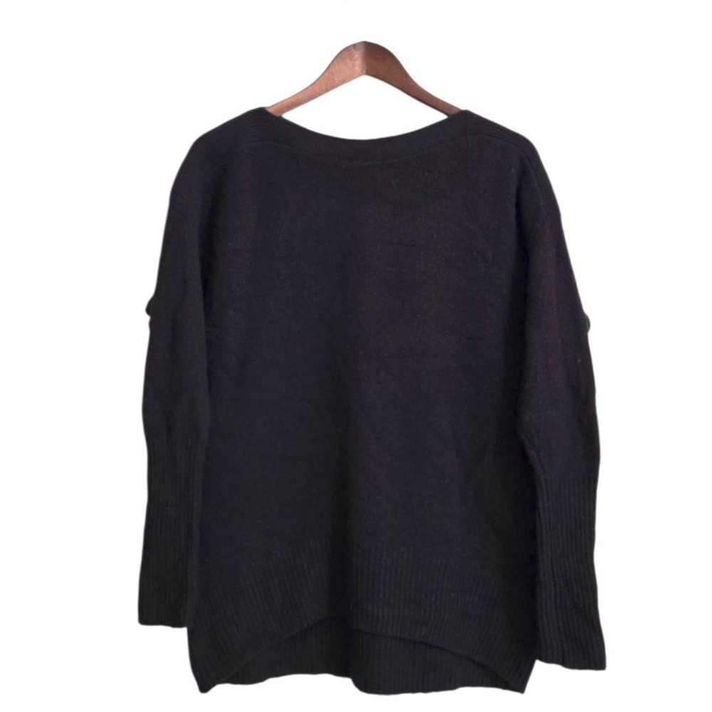Anthropologie Naomi Hi-Lo Boat Neck Wool Blend Sweater In Black Sz S